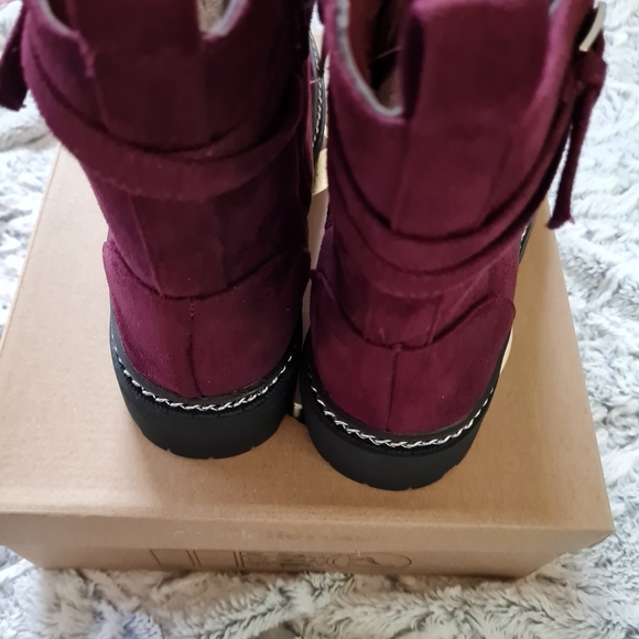 Charlotte Russe Maroon Suede Combat Boots Sz 8 - Picture 8 of 10
